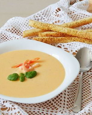 Сырный крем-суп с креветками