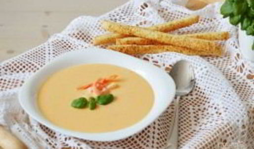 сырный крем-суп с креветками