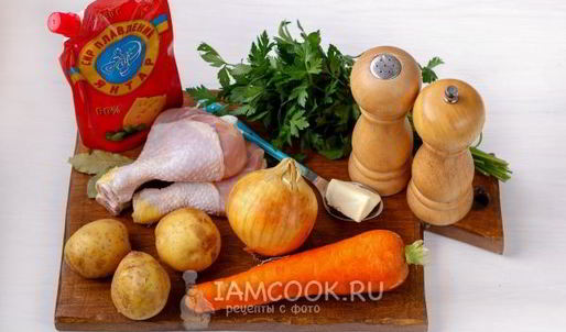 сырный суп из плавленного сыра с курицей