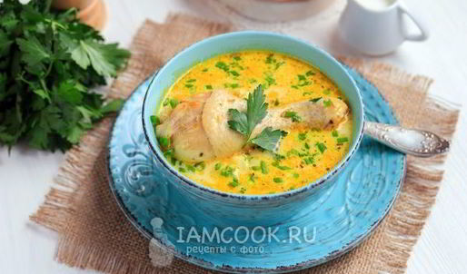 сырный суп из плавленного сыра с курицей