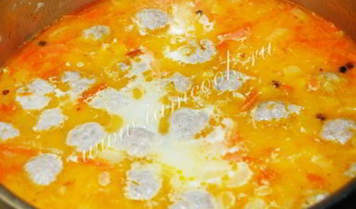 сырный суп с фрикадельками