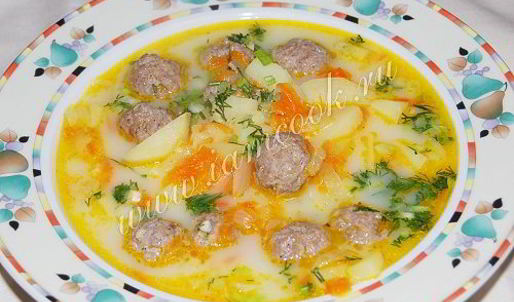 сырный суп с фрикадельками