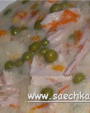 Сырный суп с горошком и кукурузой