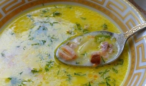 сырный суп с копченой курицей