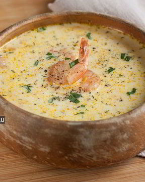 Сырный суп с креветками