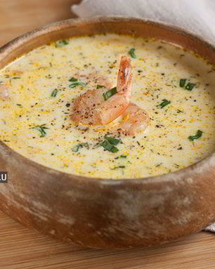 Сырный суп с креветками