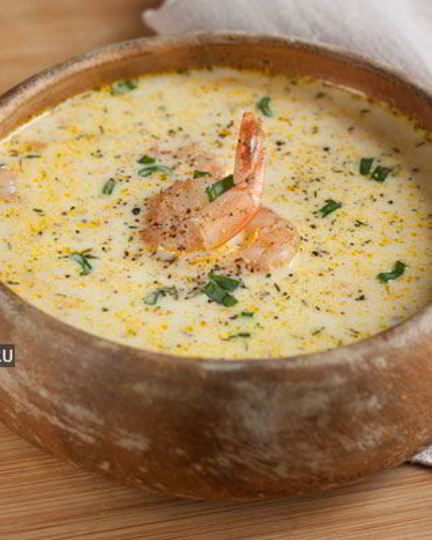 Рецепт сырного супа с креветками