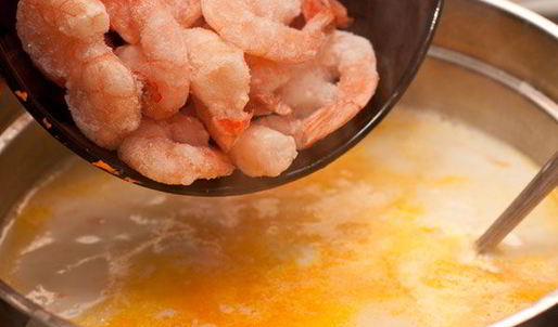 сырный суп с креветками