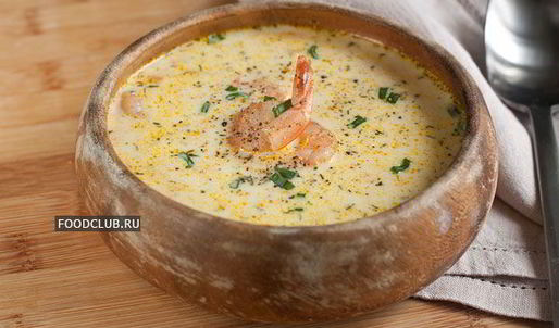 сырный суп с креветками