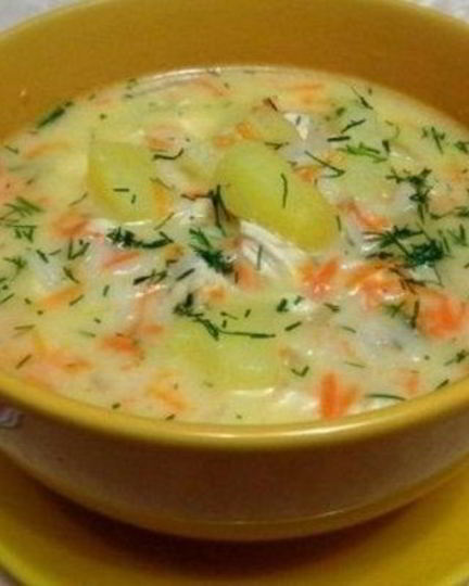 Рецепт сырного супа с куриным филе и рисом