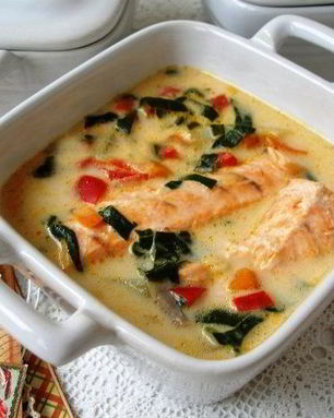 Сырный суп с лососем