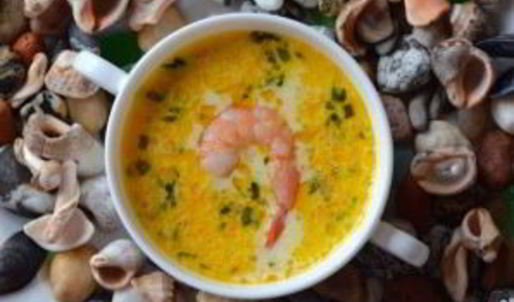 сырный суп с морепродуктами