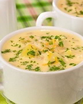 Сырный супчик с курицей и рисом