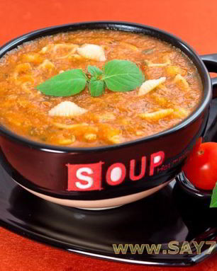 Томатный крем-суп с макаронами