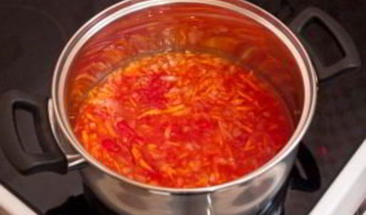 томатный крем-суп с макаронами