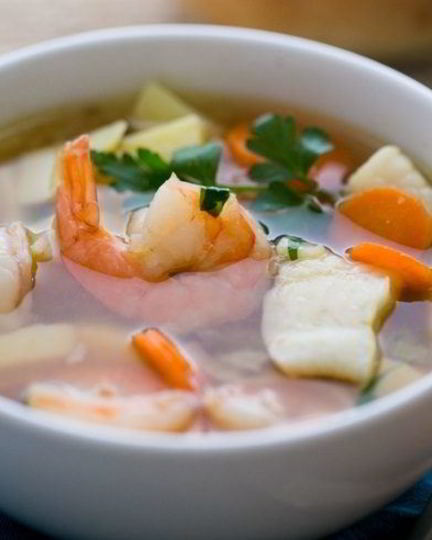 Рецепт ухи с креветками