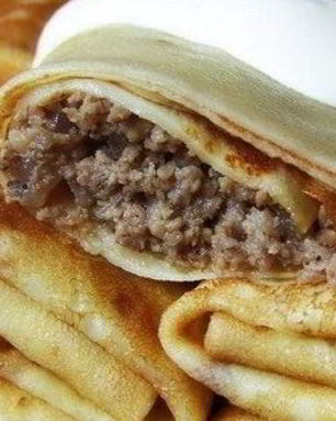 Блинчики домашние с мясной начинкой