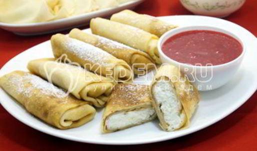 блины на молоке с творогом