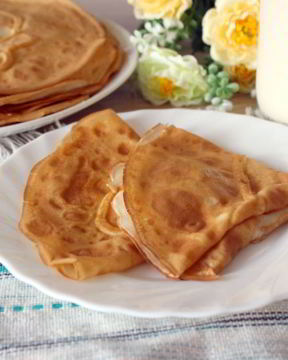 Тонкие блины на молоке и воде