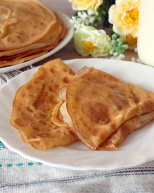 Тонкие блины на молоке и воде