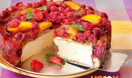 домашний чизкейк с творогом и желе