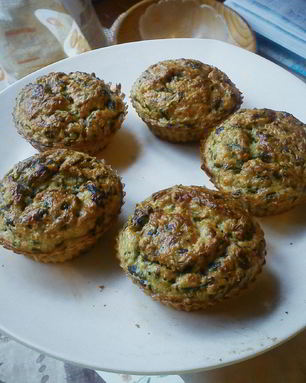 Овсяные кексы с сыром и шпинатом