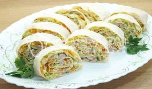 быстрая закуска из лаваша