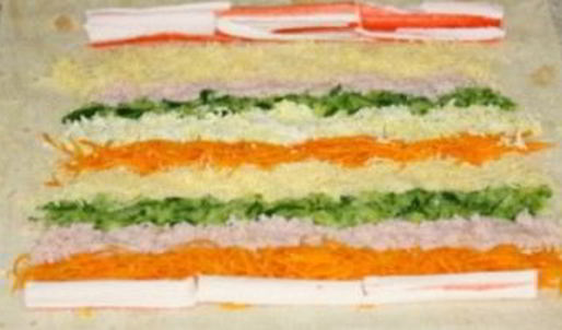 лаваш с корейской морковкой и крабовыми палочками