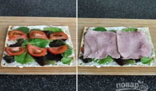 рулетики из лаваша с ветчиной