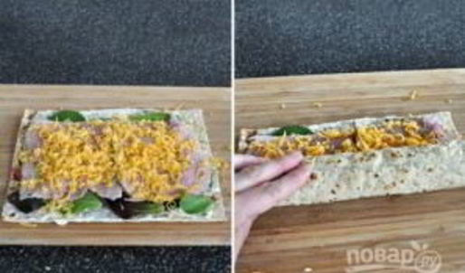 рулетики из лаваша с ветчиной