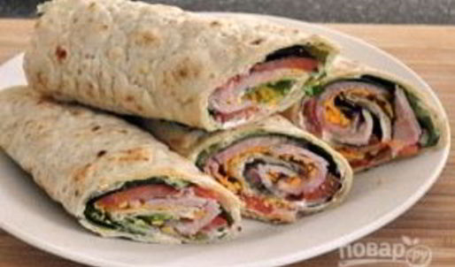 рулетики из лаваша с ветчиной