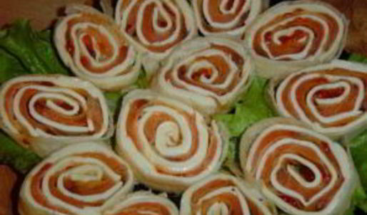 рулеты из лаваша с икрой