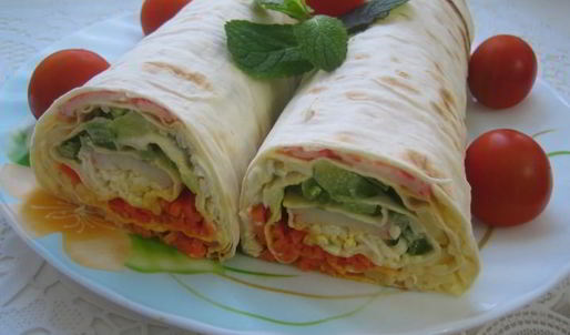 цветной рулет из лаваша