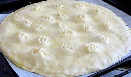 двухслойная фокачча с оливками и молодым сыром