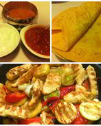 Фахитас с курицей и мексиканской лепешкой