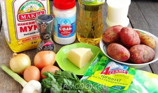 картофельные лепешки со шпинатной начинкой