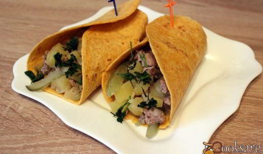 лепешки тортилья с картофелем и свининой