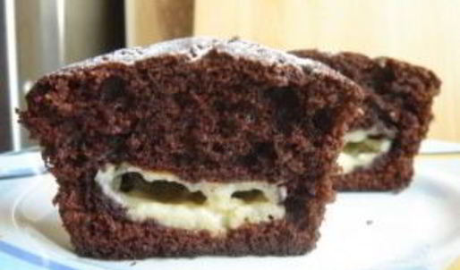 шоколадные маффины с заварным кремом