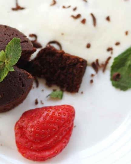 Рецепт шоколадных маффинов со свежими ягодами и пломбиром