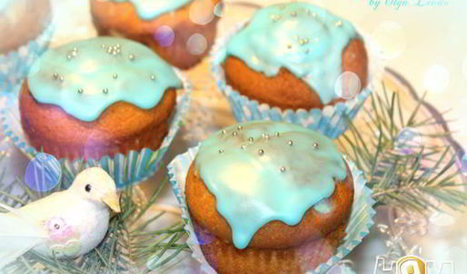 сливочные маффины с лавандой и марципаном