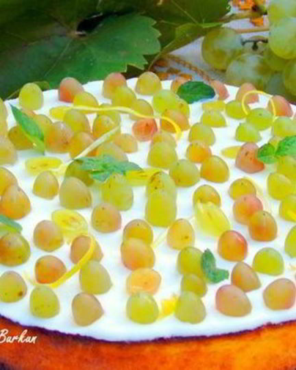 Рецепт лимонного манника с виноградом