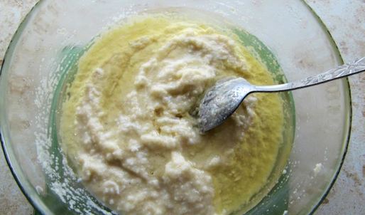 постный кекс-манник с кокосом и персиками