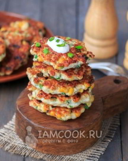 Рецепт куриных оладий с кукурузой