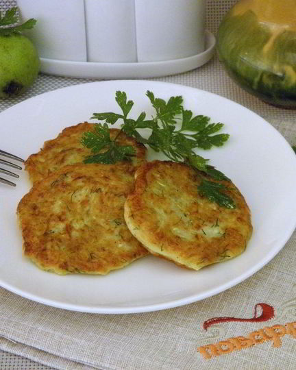 Рецепт оладий из кабачков с творогом