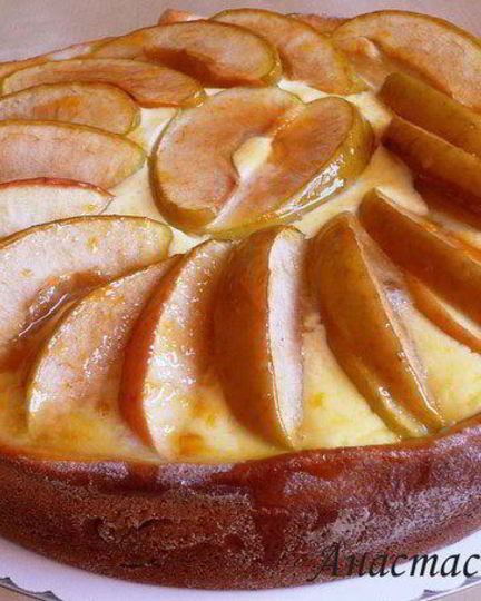 Рецепт глазированного яблочно-творожный пирог на дрожжевом тесте