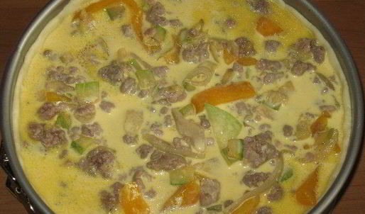 картофельный пирог с сытной мясной начинкой