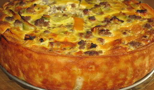 картофельный пирог с сытной мясной начинкой