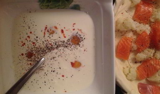 киш с семгой и цветной капустой