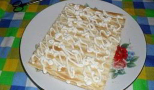 рыбный пирог из коржей наполеон