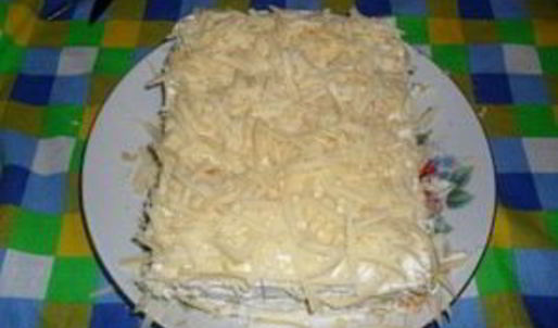 рыбный пирог из коржей наполеон